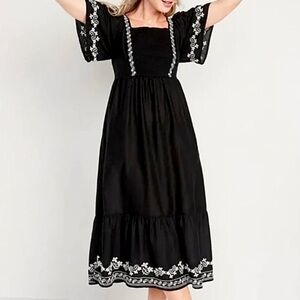 Elegant Black Embroidered Dress